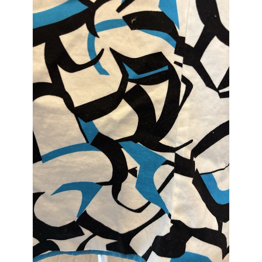 Dress Barn Blazer. Blue Black & White Design Shoulder Pads. Open Front. Lined. M - Picture 5 of 13